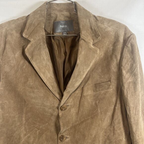 Apt. 9 Men’s Suede Sport Coat Blazer Jacket Tan Brown 2-Button Classic Lined 44R - Picture 2 of 10